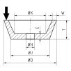   Gránit Kerámia kötésű  kúpos fazék 125x45x32 mm W10 E13 J92 K75 6A60K8V 31, 10128, , Edzetlen szerszámacél-Edzett szerszámacél-Gyorsacél (SS. HSS)-Acélöntvény-Szürkeöntvény-Kéregöntvény-Keménybronz-Műany<wbr> ag-Gumi-Üveg, 