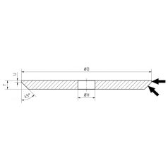   175x10x20 mm Gránit kerámia kötésű vékony profilozott köszörűkorong fűrészélezésre U3 1C60K5V 36, 10424, Keményfémlapkás szerszám, HRC>60, Öntvény, Könnyű és Színesfém, bronz, Műanyag, Gumi, kerámia, Üveg, Természetes és Mesterséges kő