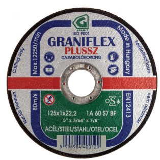   Gránit GRANIFLEX PLUSSZ vékony vágókorong szerkezeti acélhoz 115x1,6x22,23 mm  1A46S7BF 80, 40002, GRANIFLEX PLUSSZ, szerkezeti acélok - szerszámacélok, 