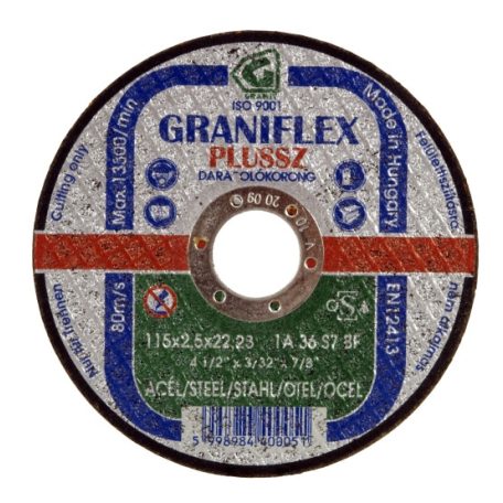 GRANIFLEX PLUSSZ vágókorong szerkezeti acélhoz 115x2,5x22,23 mm  1A36S7BF 80