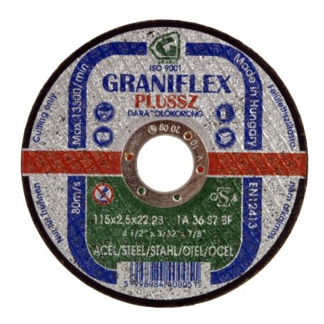 Gránit GRANIFLEX PLUSSZ vágókorong szerkezeti acélhoz 115x2,5x22,23 mm  1A36S7BF 80, 40005