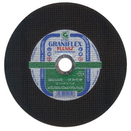 GRANIFLEX PLUSSZ nagy átmérőjű vágókorong szerkezeti acélhoz 300x3,2x32 mm      1A30S7BF   100m/s