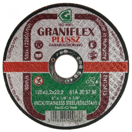 GRANIFLEX PLUSSZ vágókorong inoxhoz 125x3,2x22,23 mm INOX 61A30S7BF 80