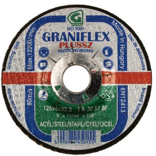   Gránit GRANIFLEX PLUSSZ tisztítókorong szerkezeti acélhoz 125x4,0x22,23 mm    1A30S7BF 80, 45011, GRANIFLEX PLUSSZ, Általános fém-Szerkezeti acél, 