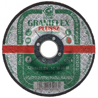   Gránit GRANIFLEX PLUSSZ tisztítókorong kőzetekhez 125x6,0x22,23 mm   1C30R8BF80, 45016, GRANIFLEX PLUSSZ, Természetes kő-Műkő-Mészkő-Beton-Öntöttvas, 