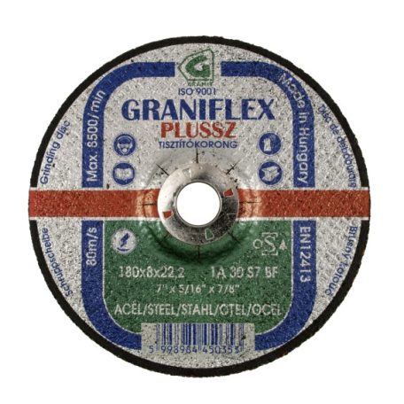 GRANIFLEX PLUSSZ tisztítókorong szerkezeti acélhoz 180x6,0x22,23 mm    1A30S7BF 80