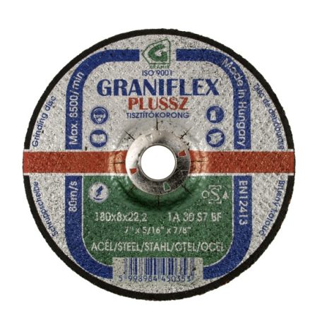 Gránit GRANIFLEX PLUSSZ tisztítókorong szerkezeti acélhoz 180x6,0x22,23 mm    1A30S7BF 80, 45027