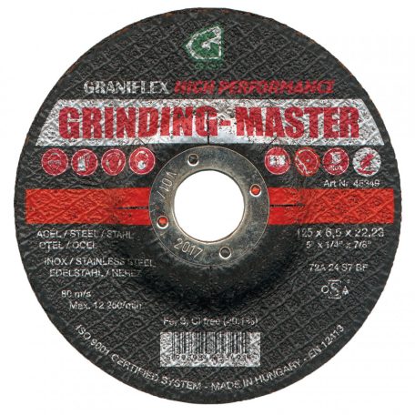 Graniflex Grinding-Master tisztítókorong szerkezeti acélhoz és inoxhoz, 125x6,5x22,2 mm  INOX 72A24S7BF 80