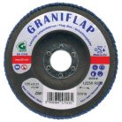 Gránit Prémium minőségű GRANIFLAP cirkon szemcsés csiszolótárcsa acélhoz és inoxhoz 125x22,23 mm Z60 kúpos, 57018, GRANIFLAP, Szerkezeti acél-Szerszámacél-Rozsdamentes acél-Saválló acél-Öntvény,