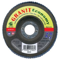   Gránit GRANIT Economy cirkon szemcsés csiszolótárcsa acélhoz és inoxhoz 125x22,23 mm  Z40     kúpos