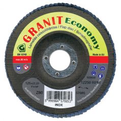   Gránit GRANIT Economy cirkon szemcsés csiszolótárcsa acélhoz és inoxhoz 125x22,23 mm Z80 kúpos, 57087, GRANIT Economy, Szerkezeti acél-Szerszámacél-Rozsdamentes acél-Saválló acél-Öntvény,