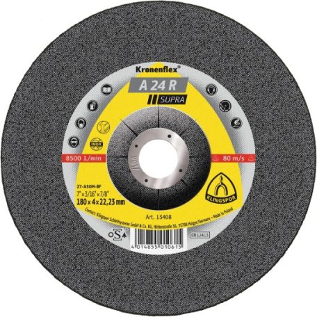 Klingspor A 24 R Csiszolókorongok, Tisztítókorong 180 x 10 x 22,23 mm domború, 13423