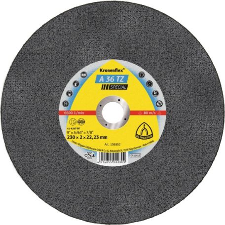 Klingspor A 36 TZ Vágókorongok, 180 x 2 x 22,23 mm egyenes, 136551