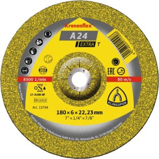   Klingspor A 24 EX-T Csiszolókorongok, Tisztítókorong 180 x 6 x 22,23 mm domború, 13794
