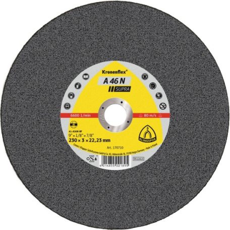 Klingspor A 46 N Vágókorongok, 125 x 2,5 x 22,23 mm domború, 170708