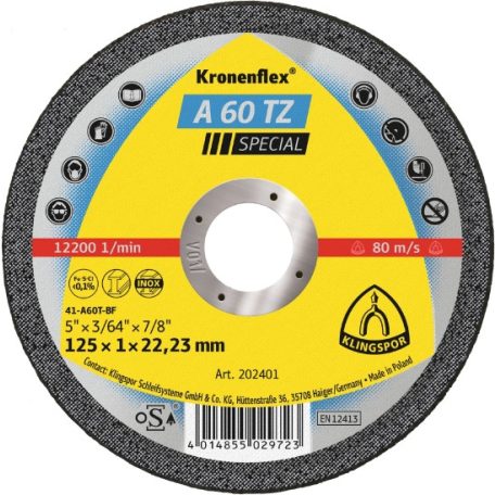 Klingspor A 60 TZ Vágókorong sarokcsiszolóhoz 115 mm – 202400