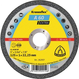   Klingspor A 60 EX Vágókorongok, 125 x 1 x 22,23 mm egyenes, 262937