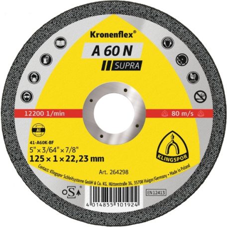 Klingspor A 60 N Supra Vágókorong sarokcsiszolóhoz 115 mm – 264297