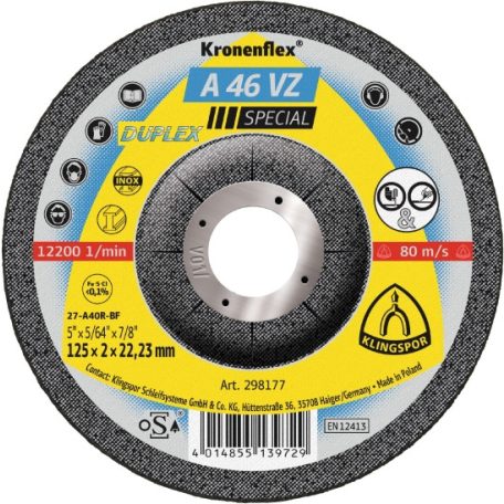 Klingspor A 46 VZ Special Tisztítókorong sarokcsiszolóhoz 125 mm – 298177