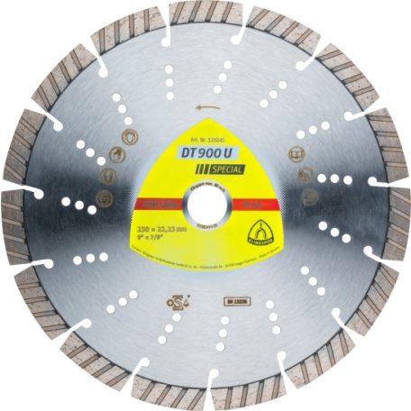 Klingspor DT 900 U Gyémánt vágókorongok, 180 x 2,6 x 22,23 mm 11 Szegmensek 42 x 2,6 x 12 mm, Szabványos turbó, 325028