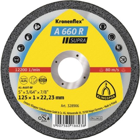 Klingspor A 660 R Supra Vágókorong sarokcsiszolóhoz 125 mm – 328906