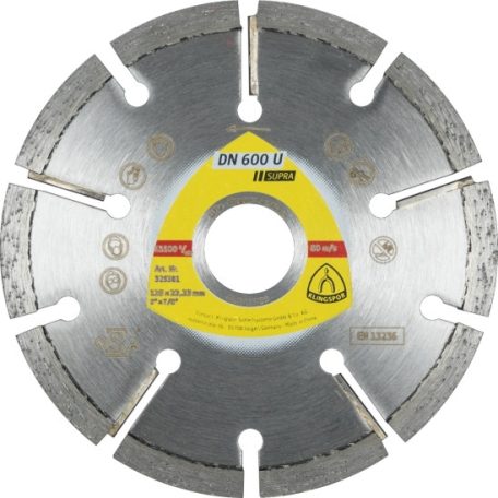 Klingspor DN 600 U Supra Gyémánt vágótárcsa 125 mm – 330664