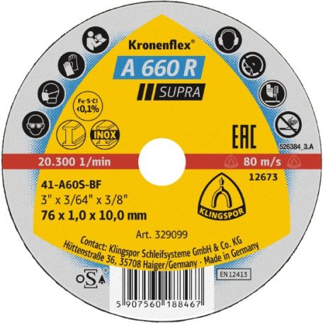 Klingspor A 660 R Supra Vágókorong sarokcsiszolóhoz 100 mm – 368876