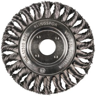   Klingspor Körkefe fonott egysoros, 115 x 14 mm, M 14 menet 0,5 hullámos acél, 370717