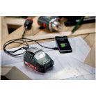 PA 14.4-18 LED-USB Power adapter akkuhoz, PA 14.4-18 LED-USB, 12 Voltos csatlakozás a Metabo fűthető kabáthoz, Kompakt multifunkciós adapter, töltőállomásként, energiaforrásként és lámpaként használható