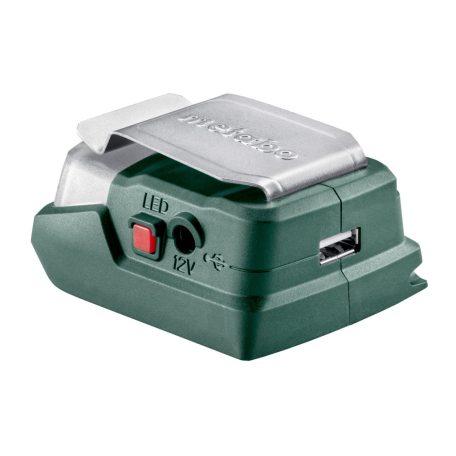 PowerMaxx PA 12 LED-USB Power adapter akkuhoz, PowerMaxx PA 12 LED-USB, 12 Voltos csatlakozás a Metabo fűthető kabáthoz, Kompakt multifunkciós adapter, töltőállomásként, energiaforrásként és lámpaként használható