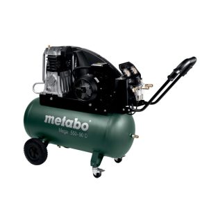   Mega 550-90 D Kompresszor, Mega 550-90 D, Kétfokozatú kompresszió a különösen nagy teljesítmény és a hosszú élettartam érdekében, Nagy teljesítményű, robusztus ékszíjas kompresszor az igényes alkalmazáshoz