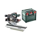KS 18 LTX 57 Set Akkus kézi körfűrész, KS 18 LTX 57 Set, Gyors, pontos fejező vágások egy Metabo KFS fejezősínre való egyszerű rácsatolással, Nagy húzóerejű, könnyű akkus kézi körfűrész az építkezésen való univerzális alkalmazáshoz