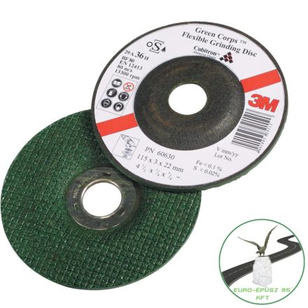3M Green Corps rugalmas tisztítókorong 115x3x22 mm 36+